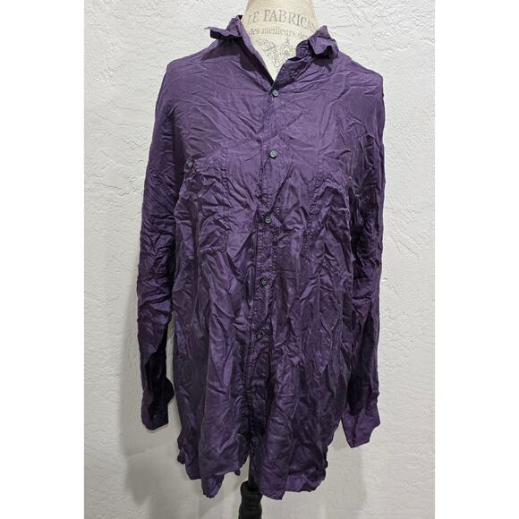 Vintage Robert Stock Purple Silk Button Up Long Sleeve Dress Shirt Men's XL - Picture 7 of 7